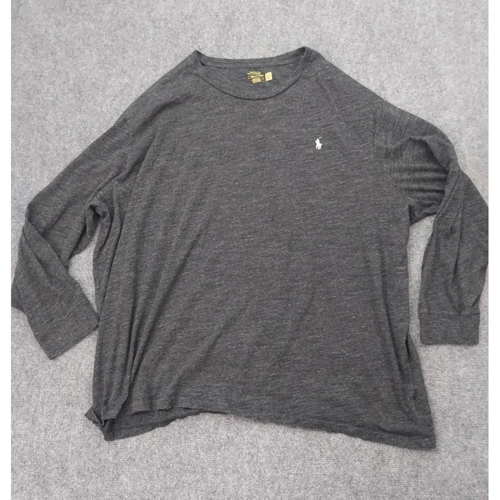 Polo Ralph Lauren Shirt Mens 5XL Gray Pony Long Sleeve Tee Pullover Crew Neck
